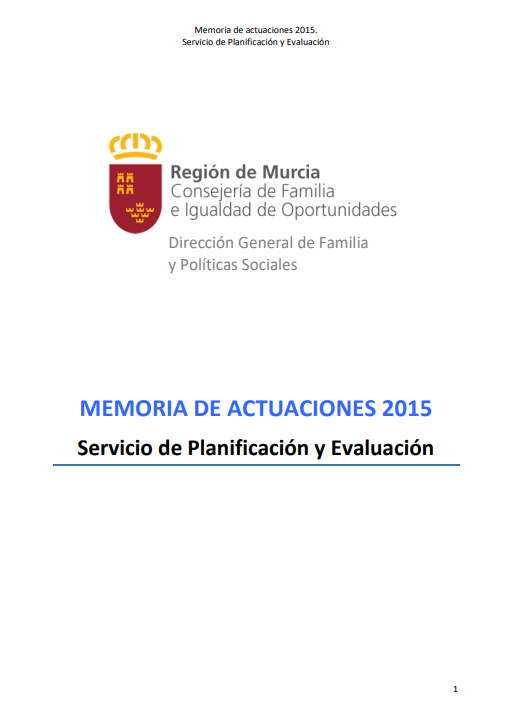 Memoria de actuaciones Servicio de Planificación y Evaluación año 2015